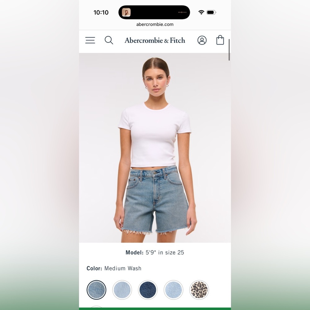 Abercrombie & Fitch White Jean Shorts Crop Fitted